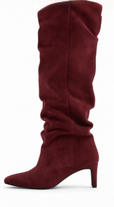 Sovana Suede Ruched Boots - Burgundy